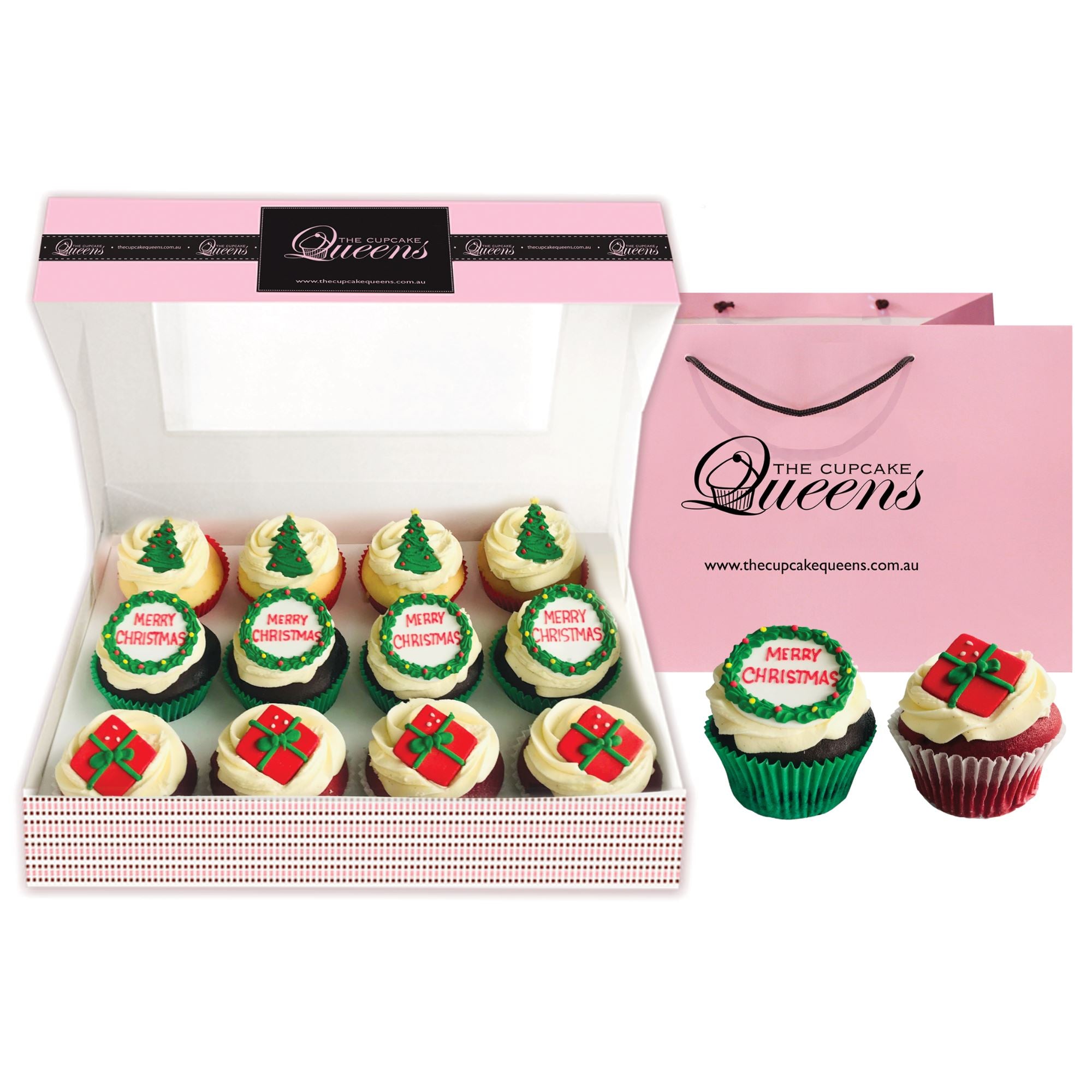 Merry Christmas Gift box Cupcakes Pre Selected Boxes The Cupcake Queens 