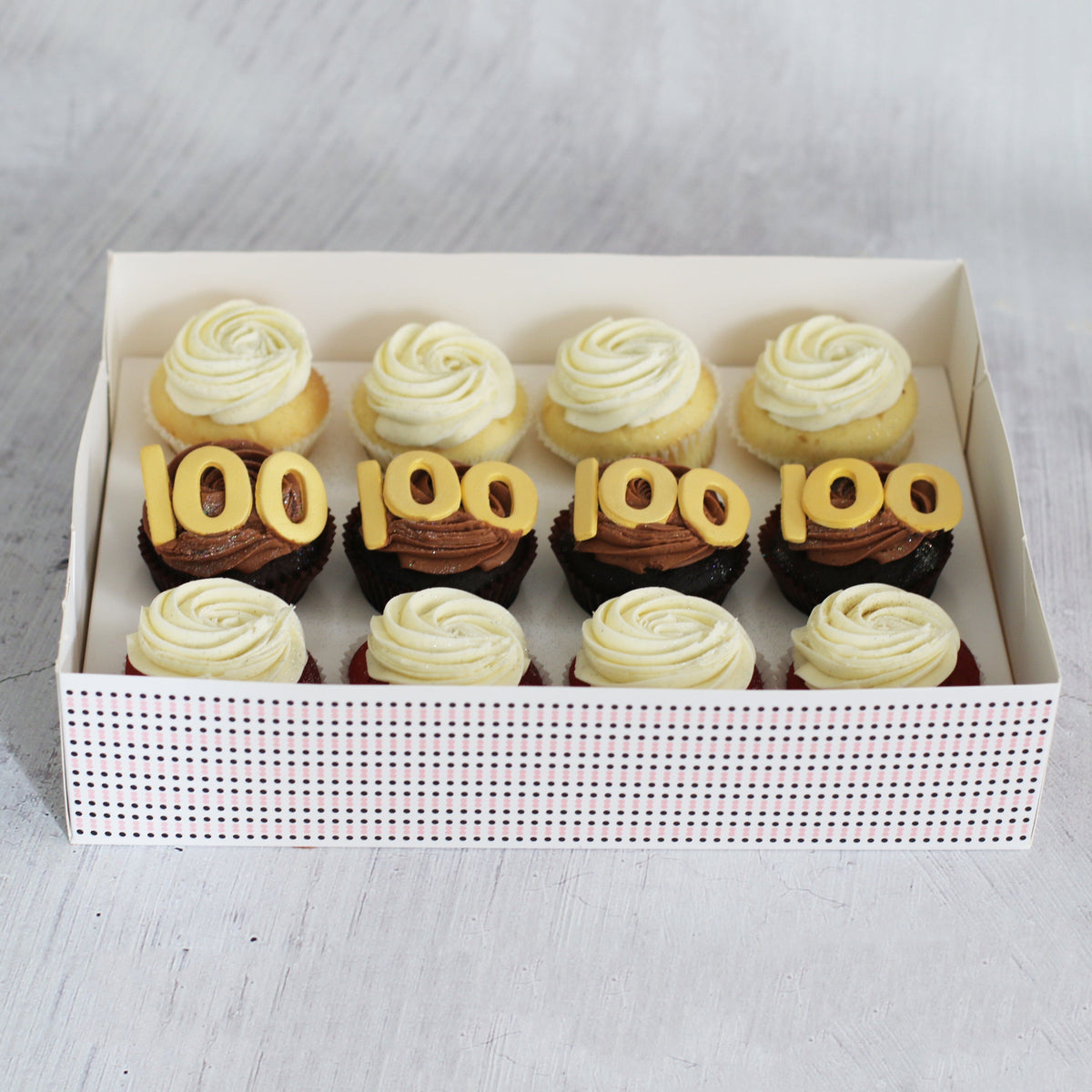 100th Birthday Cupcakes in GOLD Cupcakes The Cupcake Queens 