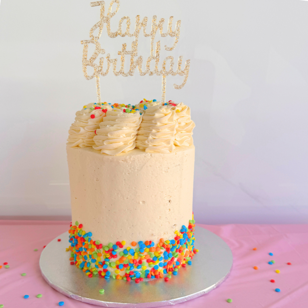 Gold Glitter &#39;Happy Birthday&#39; Acrylic Cake Topper