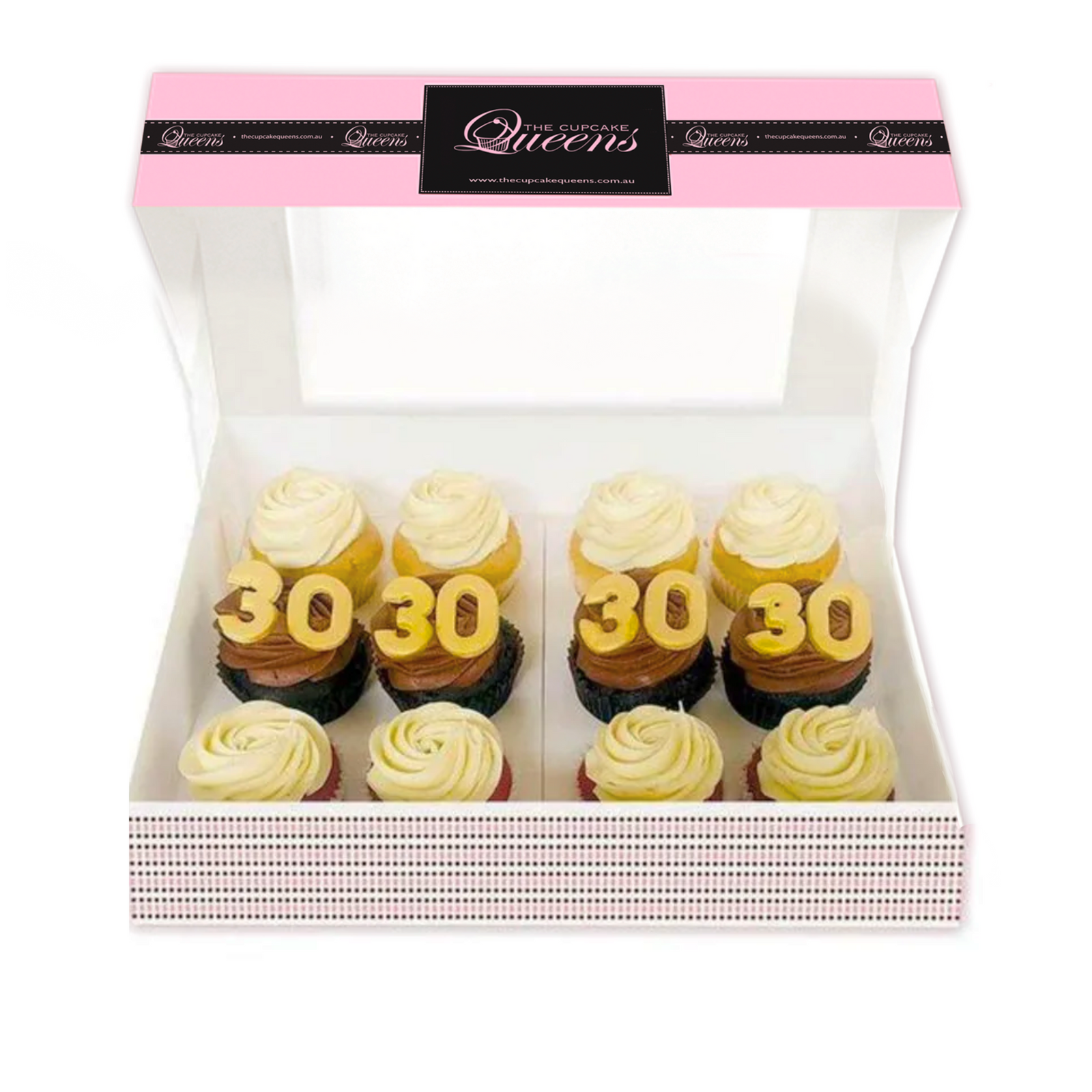 30th Birthday Cupcakes in GOLD-The Cupcake Queens