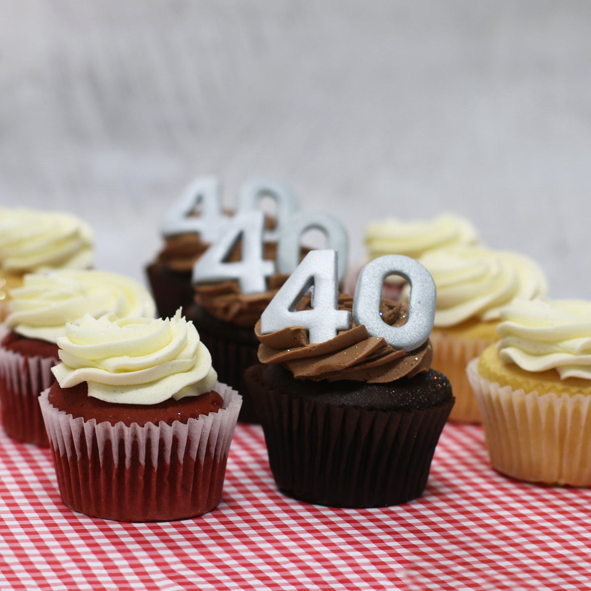 40th Birthday Cupcakes in SILVER-The Cupcake Queens