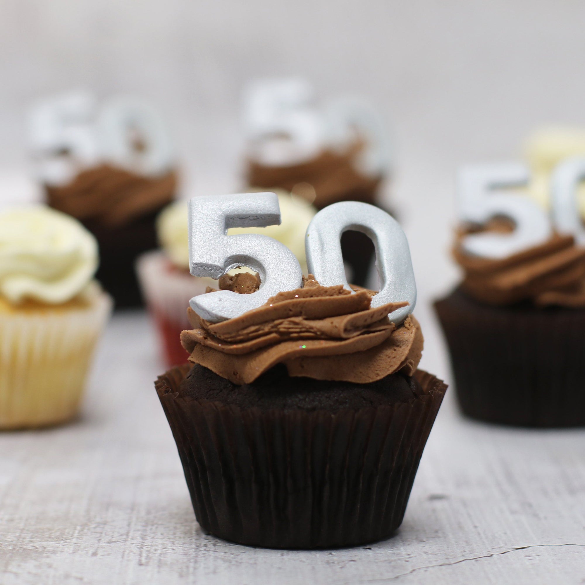 50th Birthday Cupcakes in SILVER-The Cupcake Queens