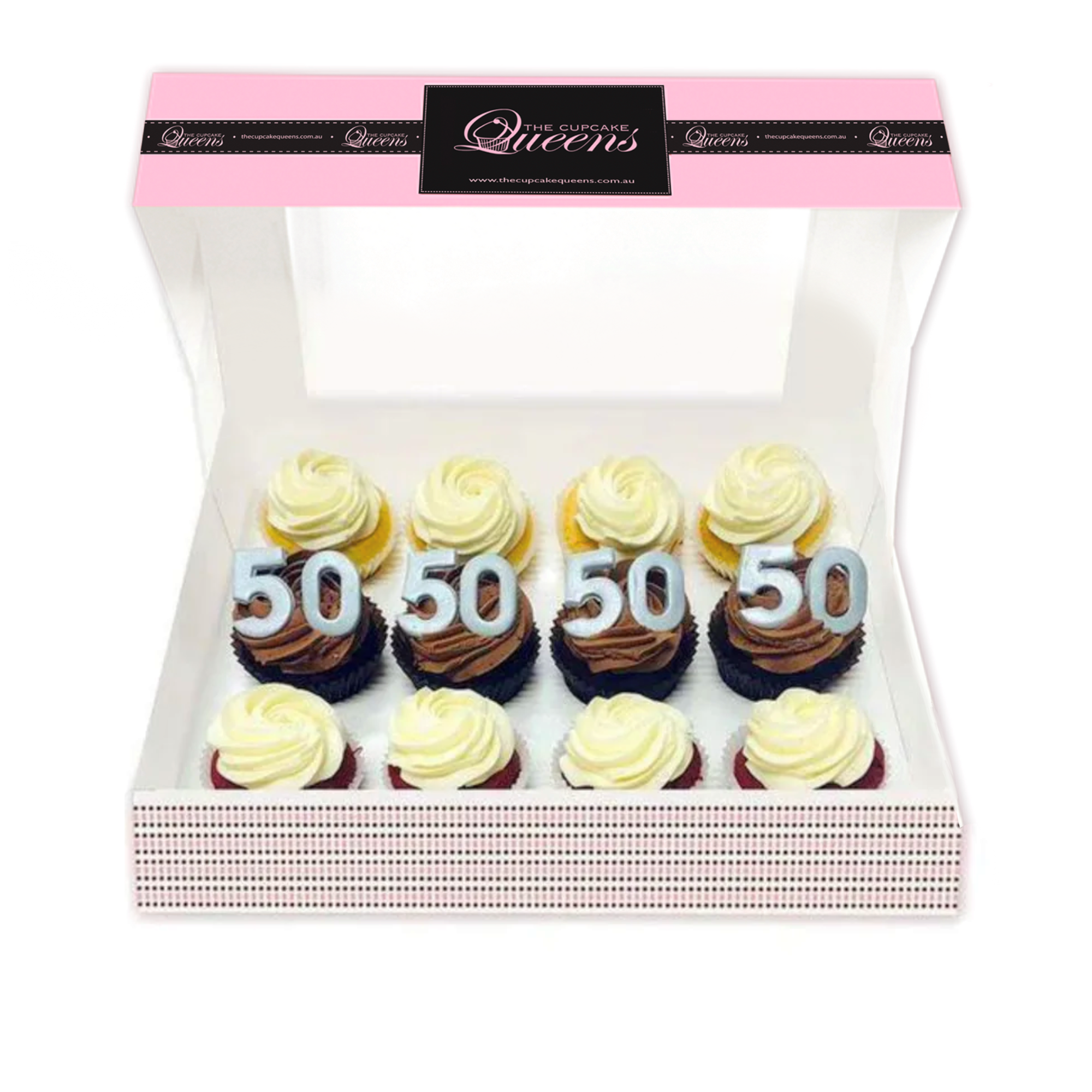 50th Birthday Cupcakes in SILVER-The Cupcake Queens