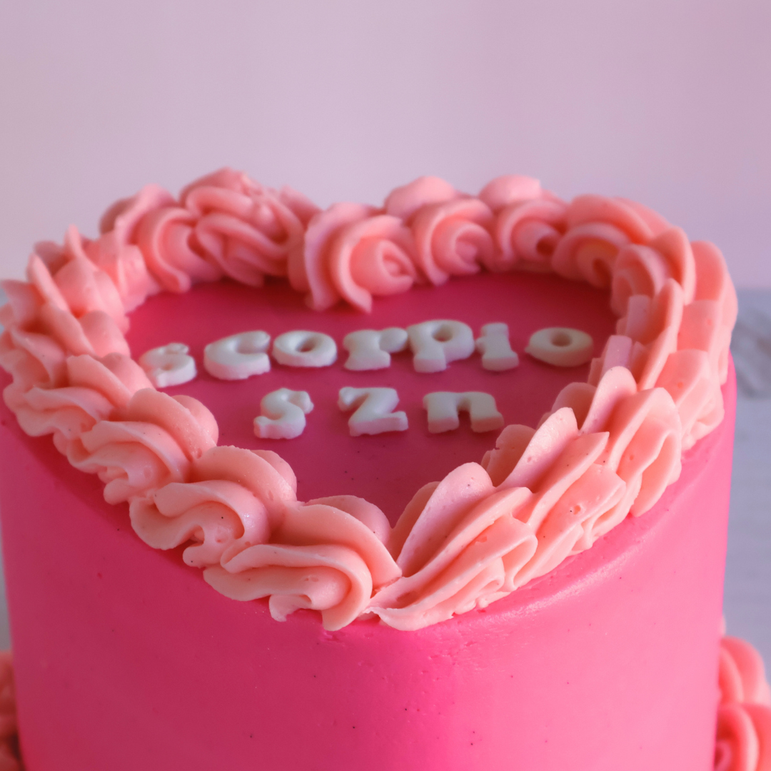 Scorpio SZN Vintage Heart Cake - Hot Pink