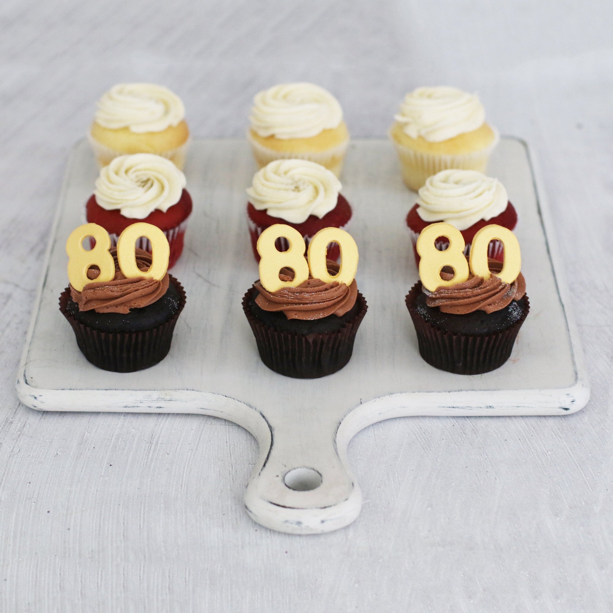 80th Birthday Cupcakes in GOLD-The Cupcake Queens