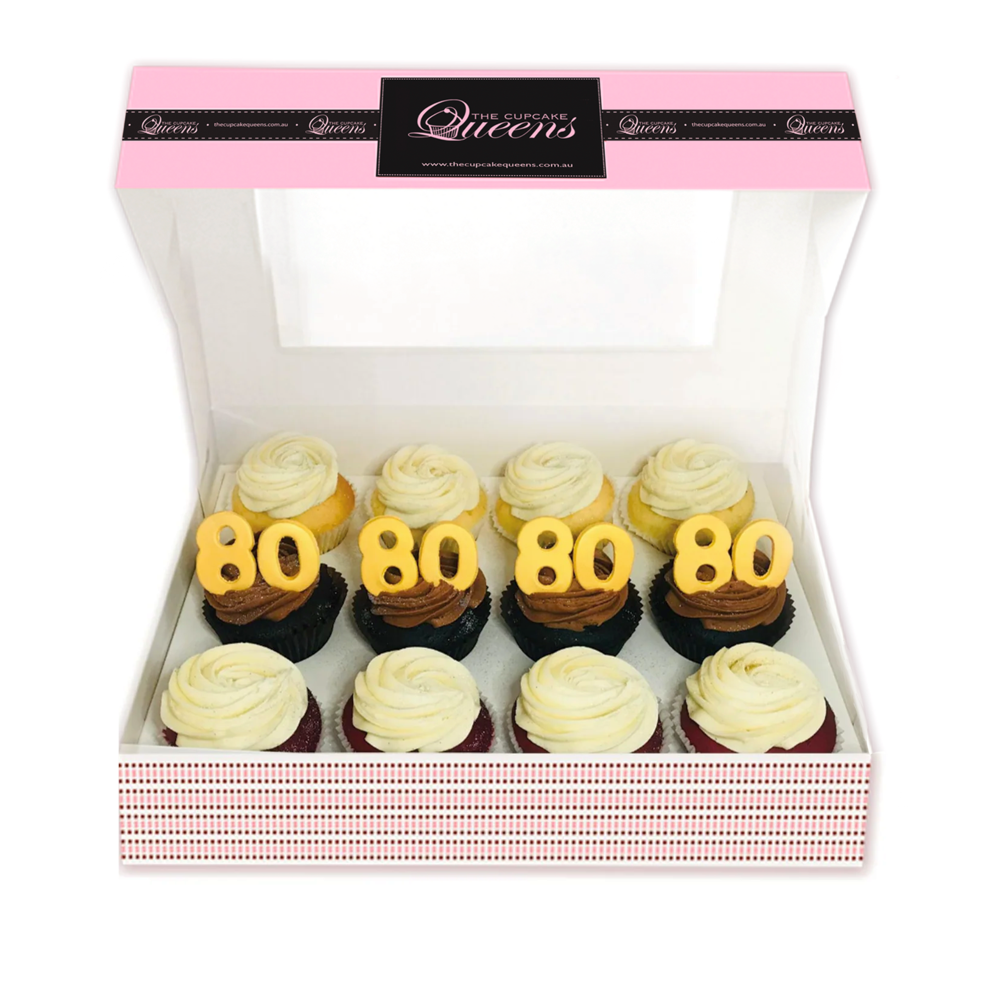 80th Birthday Cupcakes in GOLD-The Cupcake Queens