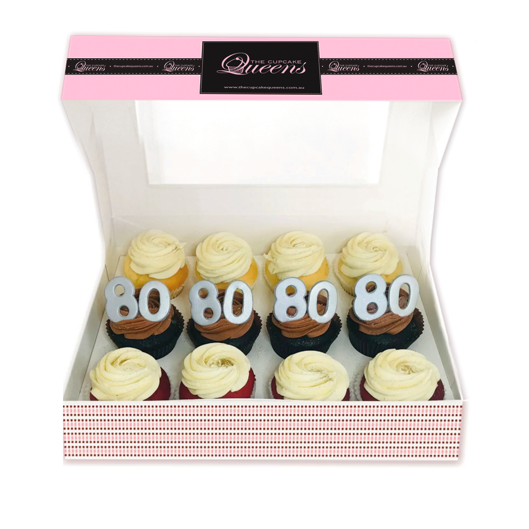 80th Birthday Cupcakes in SILVER-The Cupcake Queens