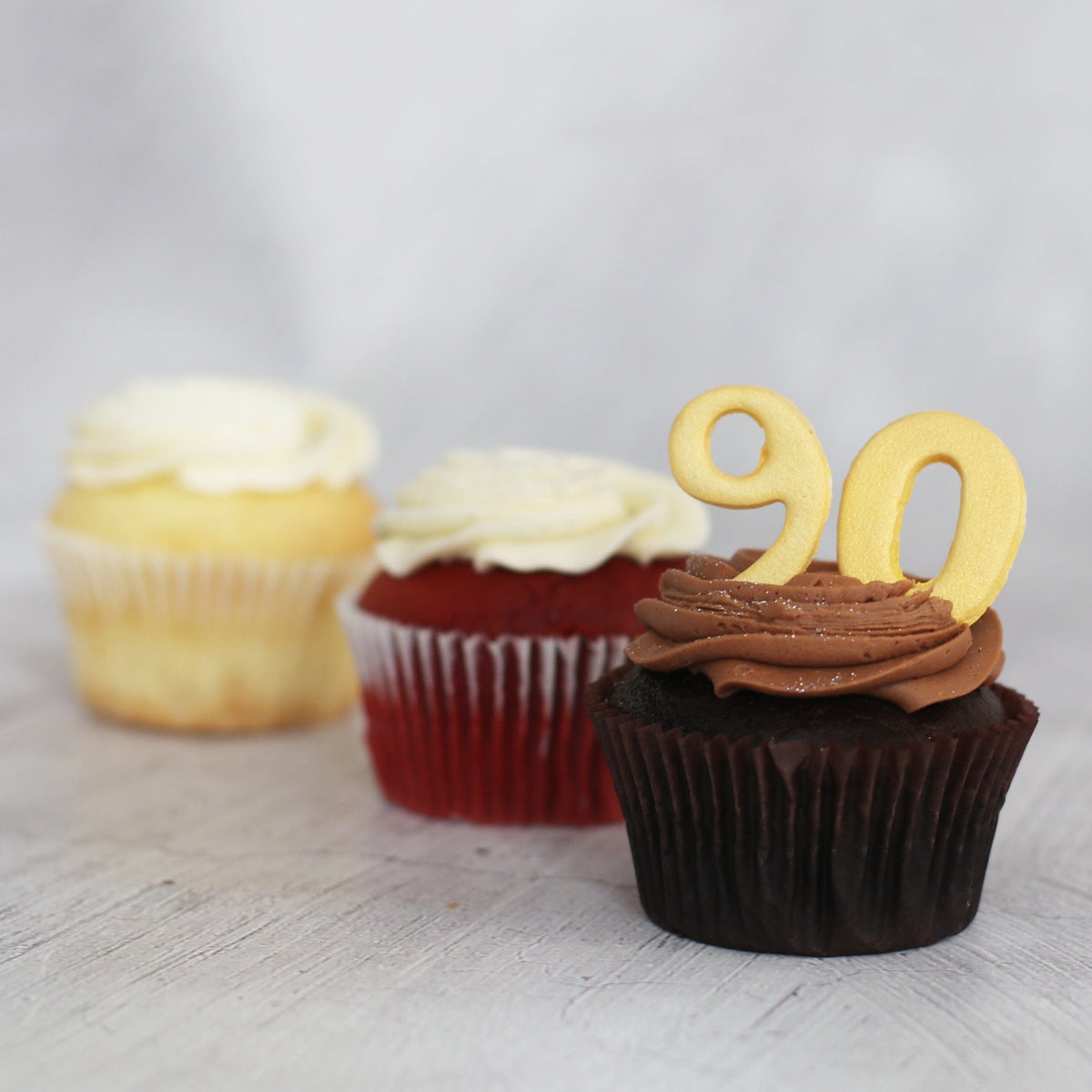 90th Birthday Cupcakes in GOLD-The Cupcake Queens