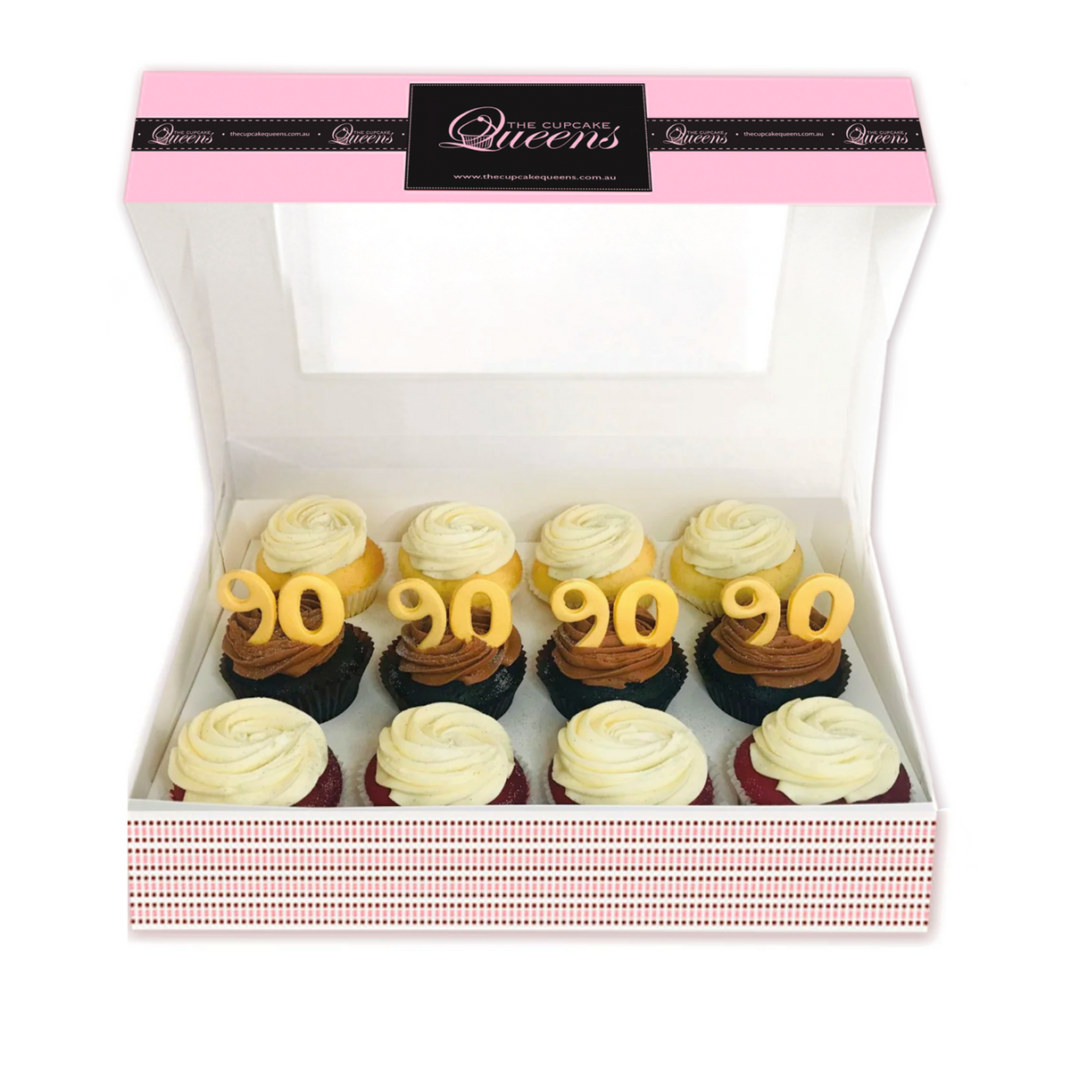 90th Birthday Cupcakes in GOLD-The Cupcake Queens