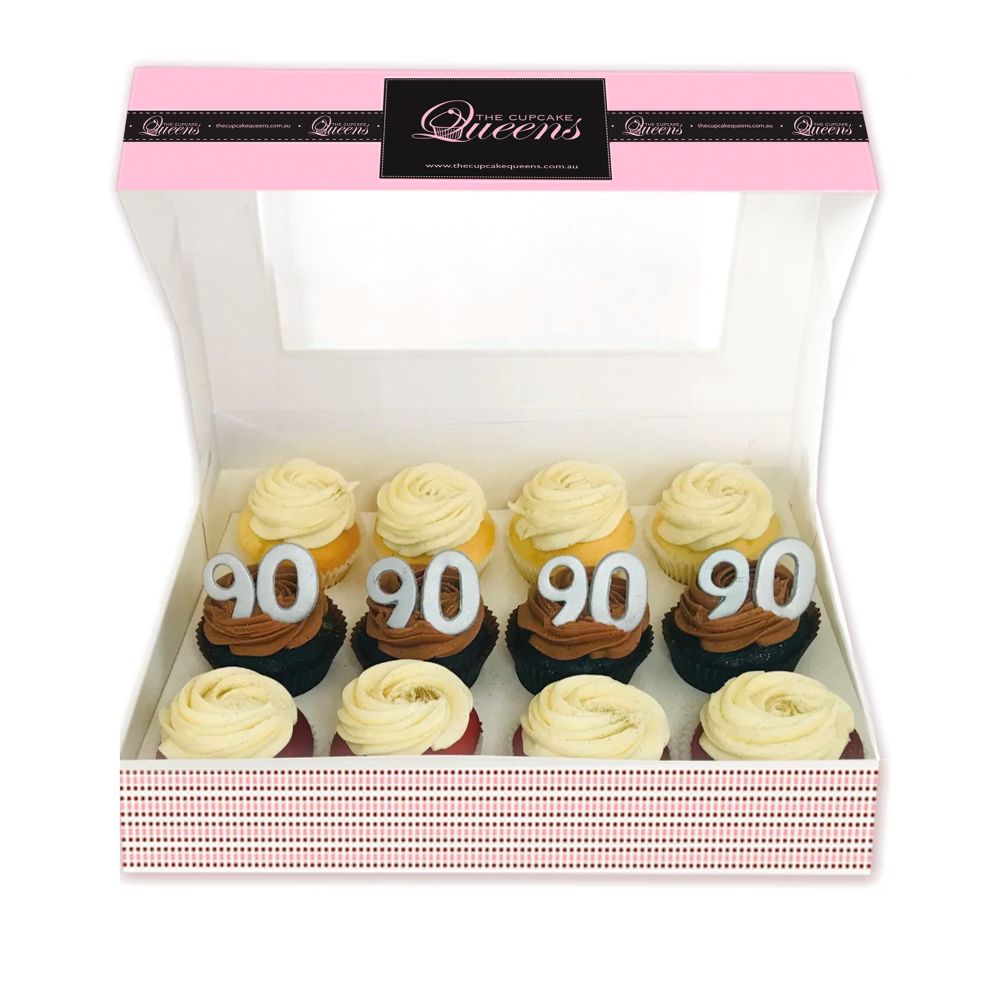 90th Birthday Cupcakes in SILVER-The Cupcake Queens