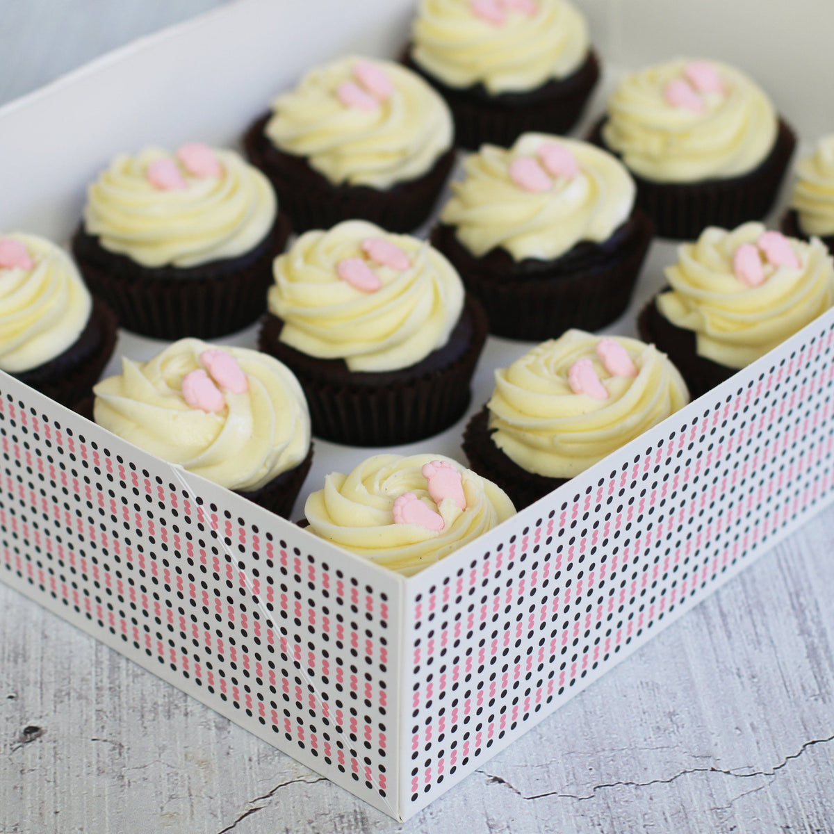 Baby Feet Pink Gluten Friendly Gift Box-The Cupcake Queens