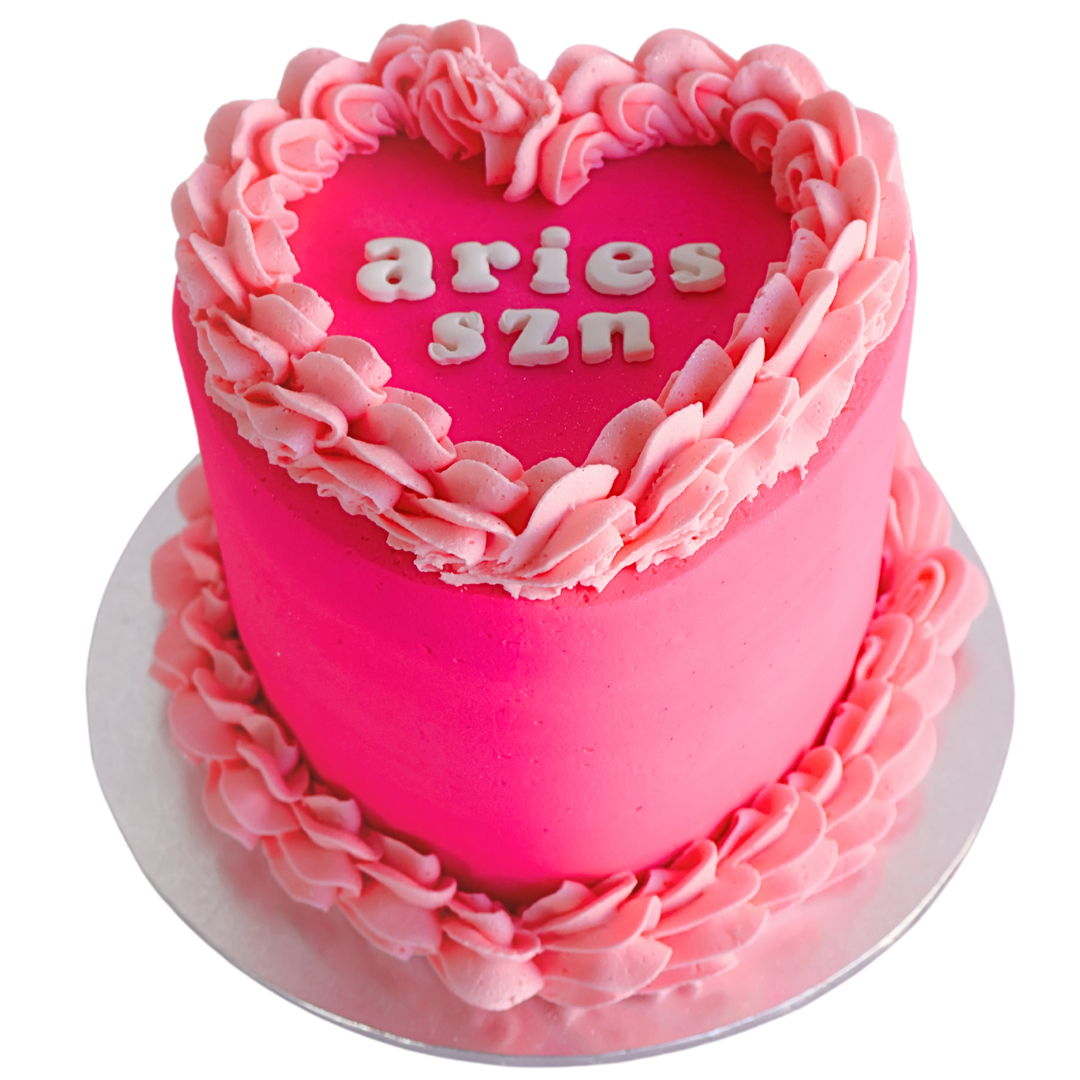 Aries SZN Vintage Heart Cake - Hot Pink