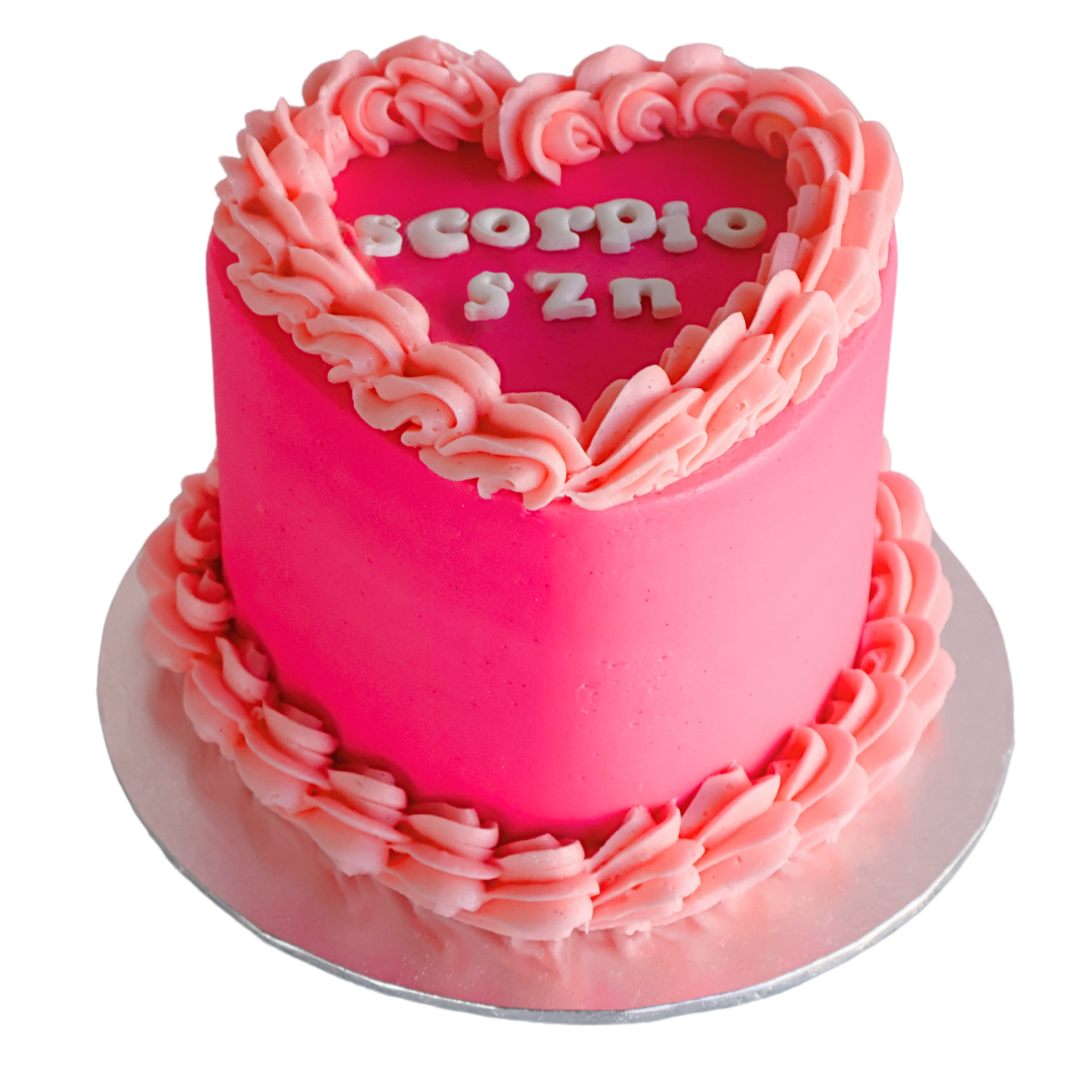 Scorpio SZN Vintage Heart Cake - Hot Pink