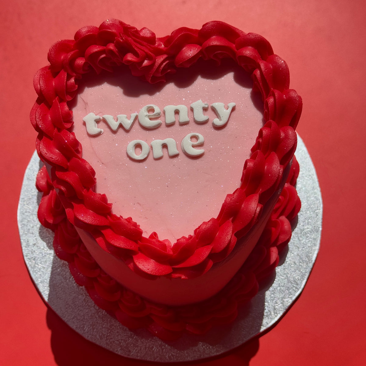 Vintage Heart Cake - Pink and Red