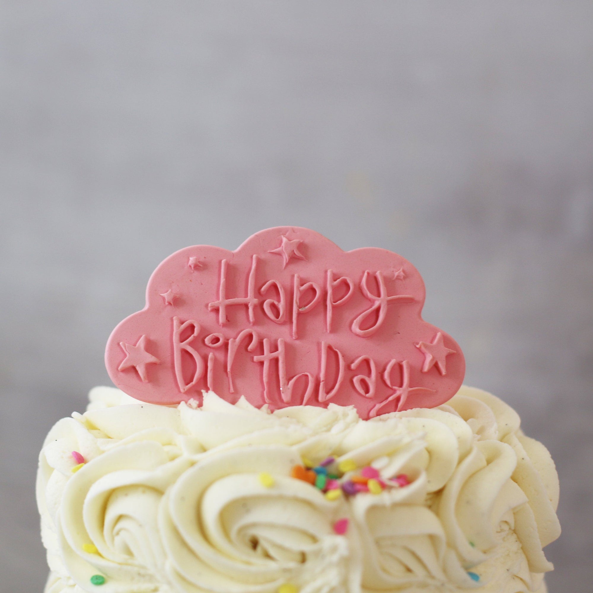 Pale Pink Happy Birthday Cake Plaque-The Cupcake Queens