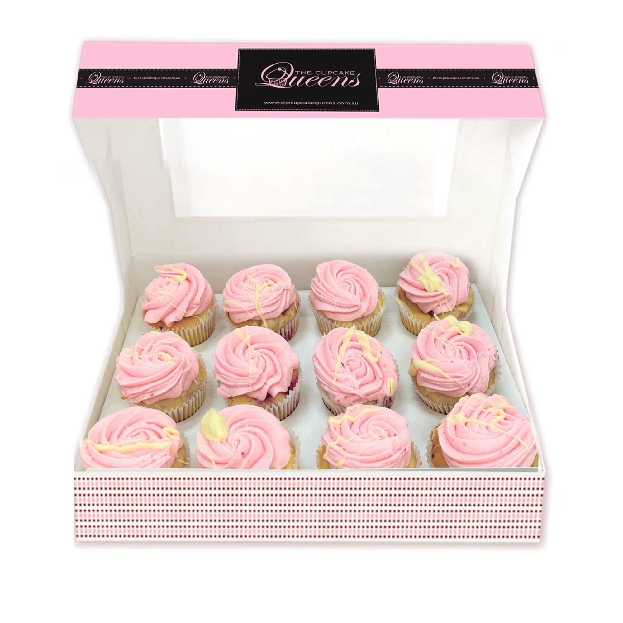 Raspberry and White Choc Regular Gift Box-The Cupcake Queens