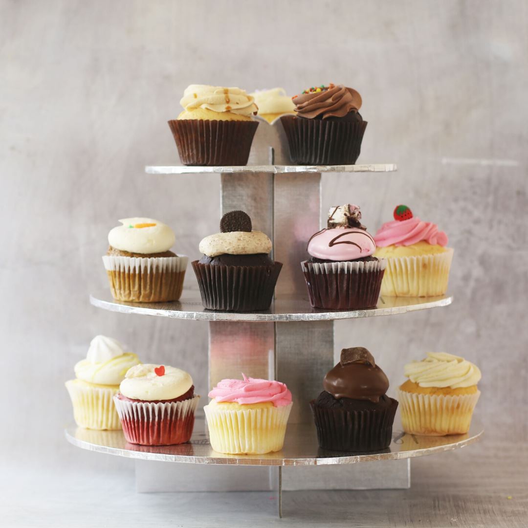 Silver Cardboard Stand-The Cupcake Queens