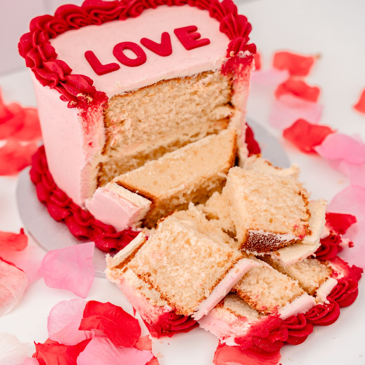 Vintage Valentine's Heart Cake-The Cupcake Queens