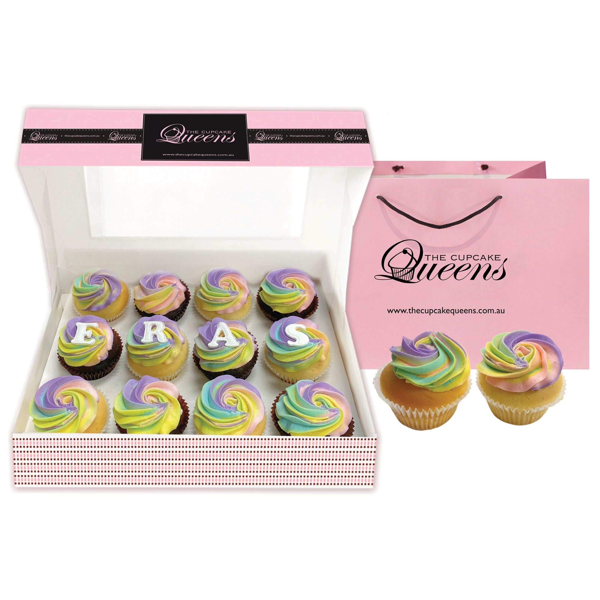 Eras Rainbow Giftbox Cupcakes Pre Selected Boxes The Cupcake Queens 
