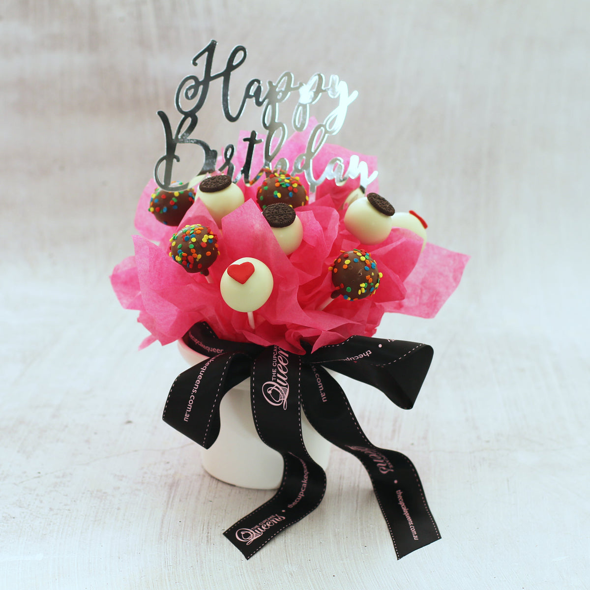 Happy Birthday Cake Pop Bouquet The Cupcake Queens 