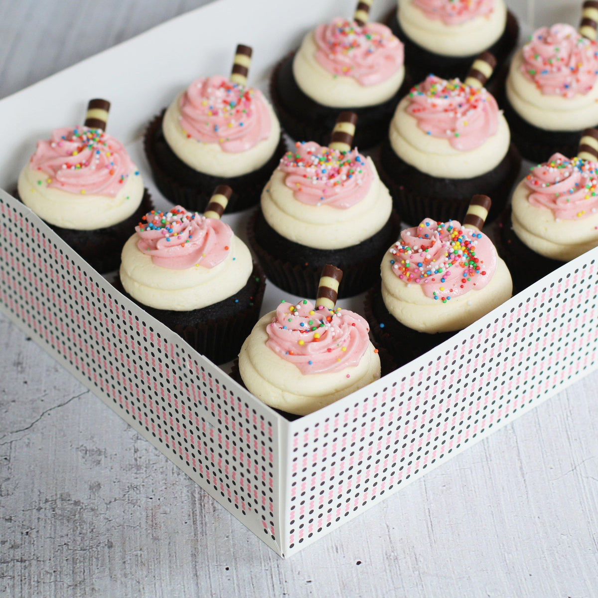 Neapolitan Cupcake | April Flavour of Month Cupcakes The Cupcake Queens 