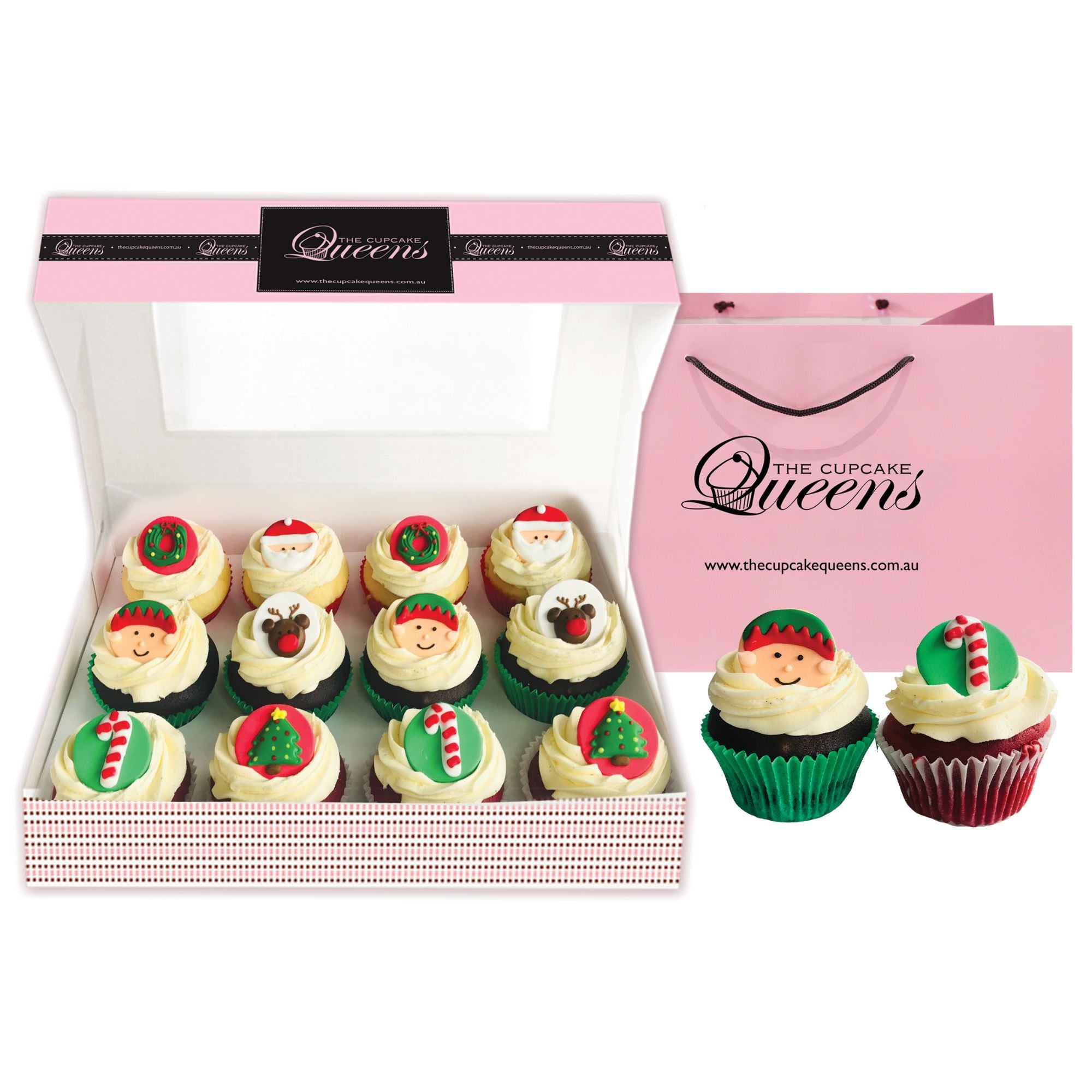 Santa's Favourites Regular Gift box Cupcakes Pre Selected Boxes The Cupcake Queens 
