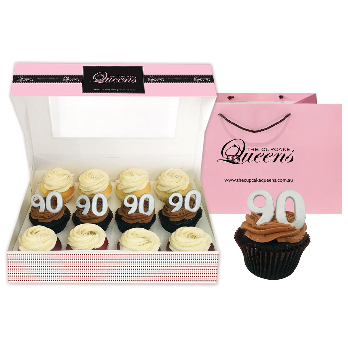 90th Birthday Cupcakes in SILVER Cupcakes The Cupcake Queens 