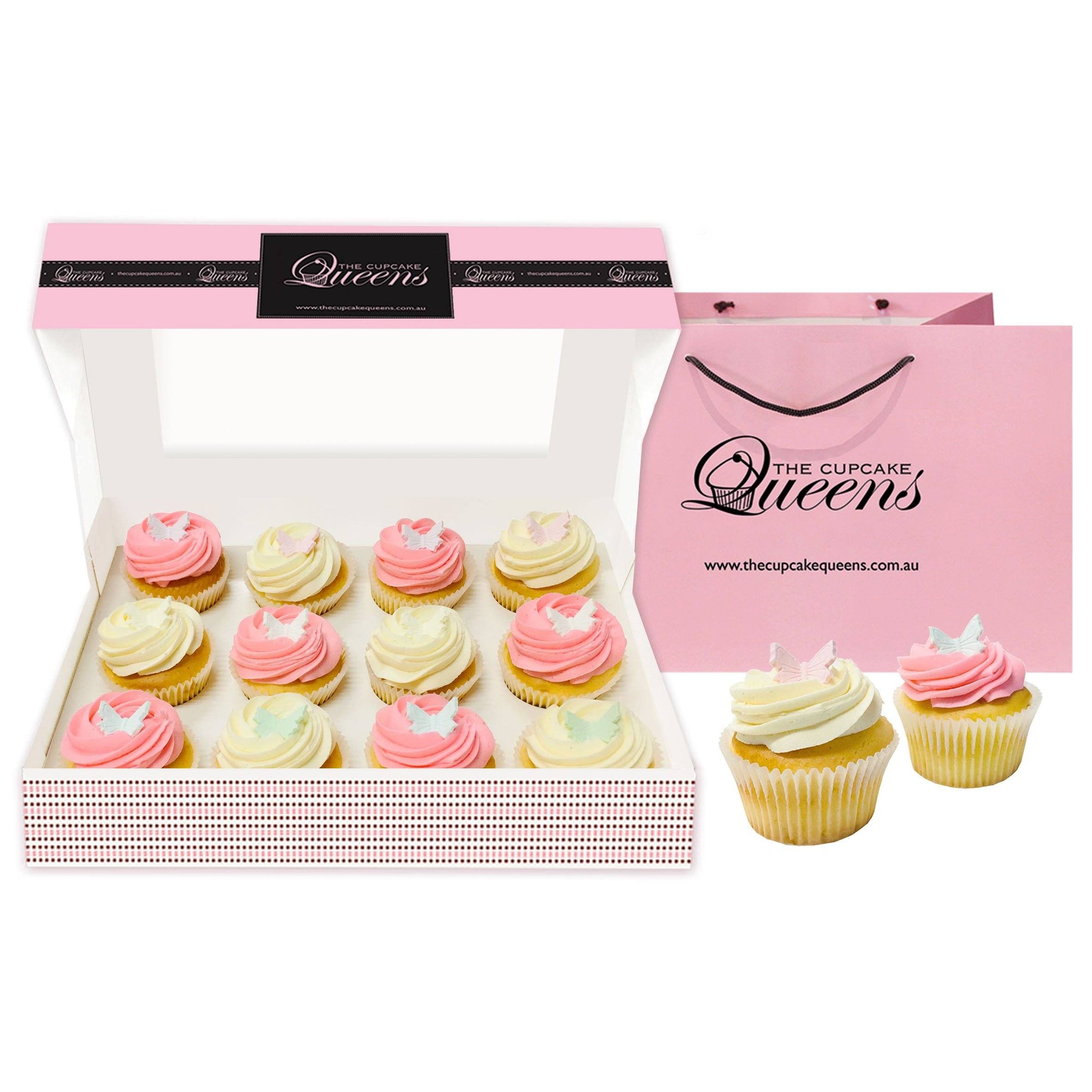 Pink Vanilla Butterfly Gift Box Cupcakes The Cupcake Queens 