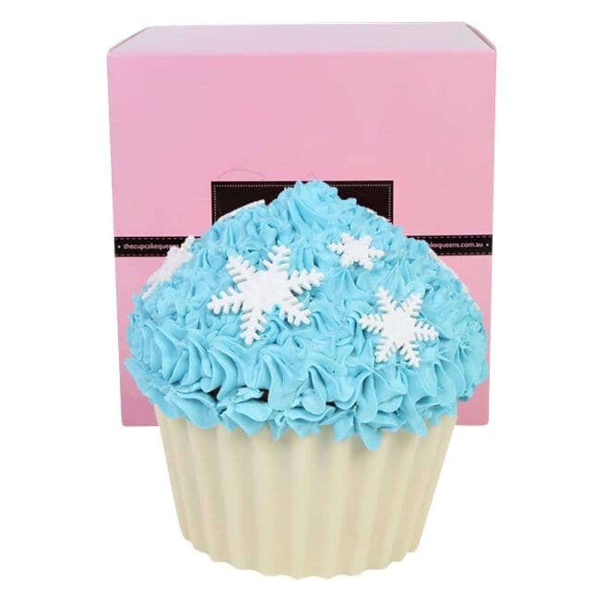 Frozen Blue Vanilla Giant Cupcake with Snowflakes Cakes The Cupcake Queens 