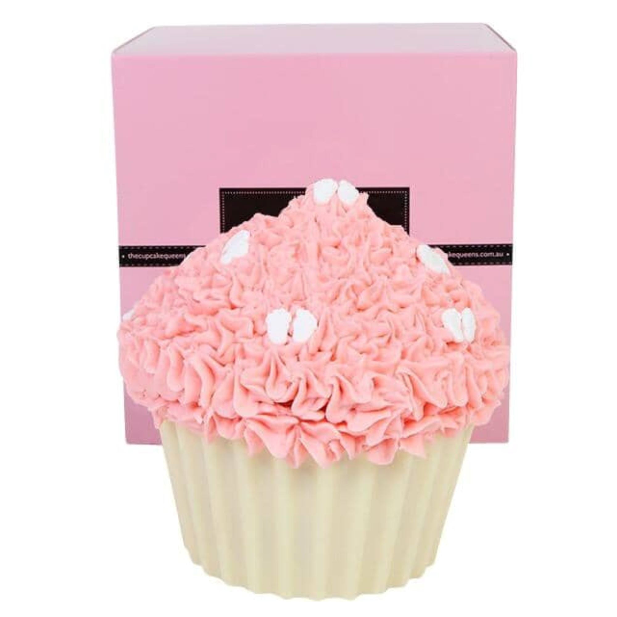 Pink Vanilla Giant Cupcake with Baby Feet Cakes The Cupcake Queens 