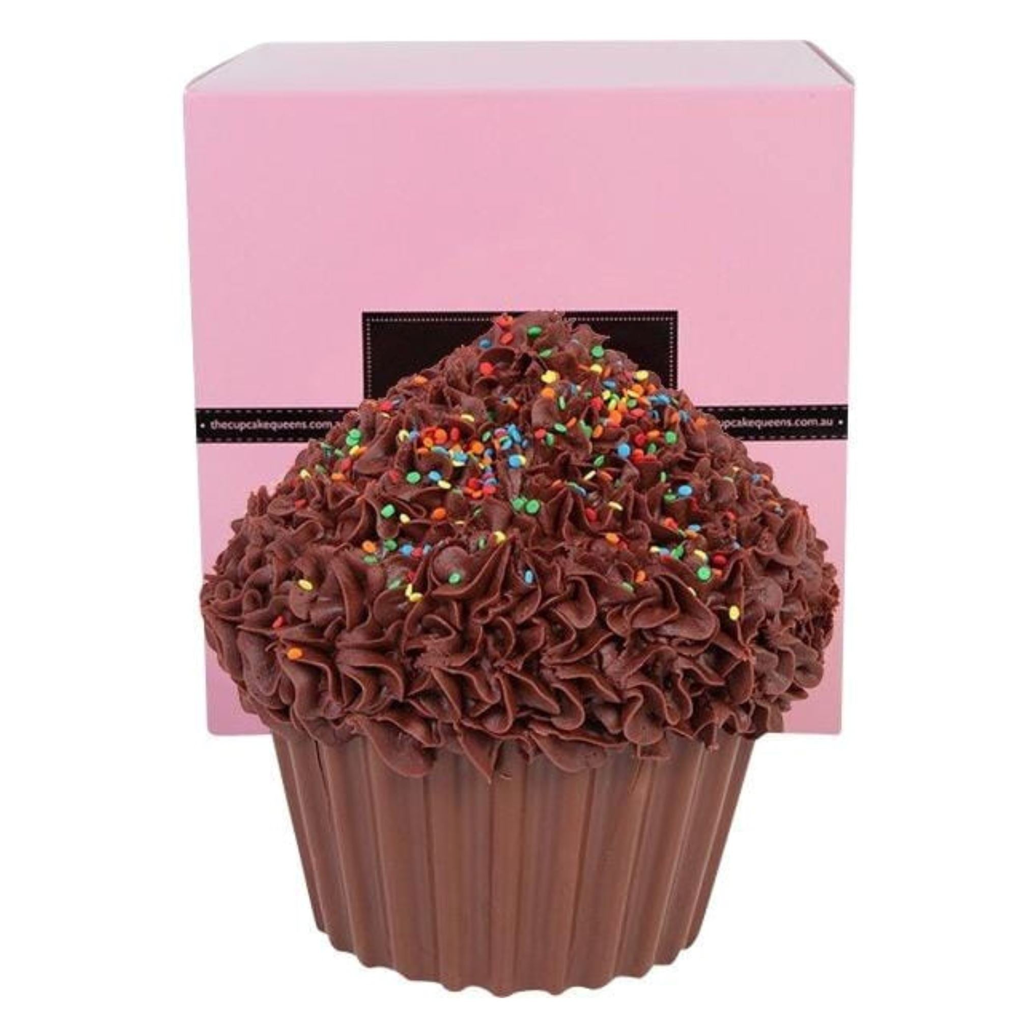 Dark Chocolate Giant Cupcake with Sprinkles Cakes The Cupcake Queens 